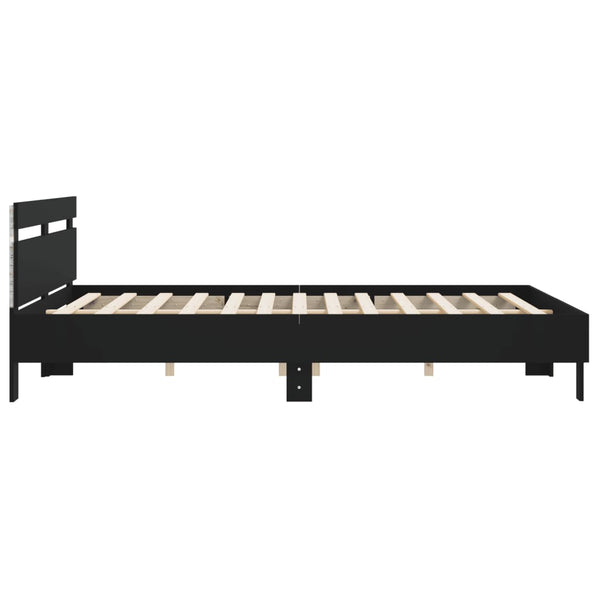 Schwarzes Bettgestell mit Kopfteil und LED-Beleuchtung Aura 200x200cm