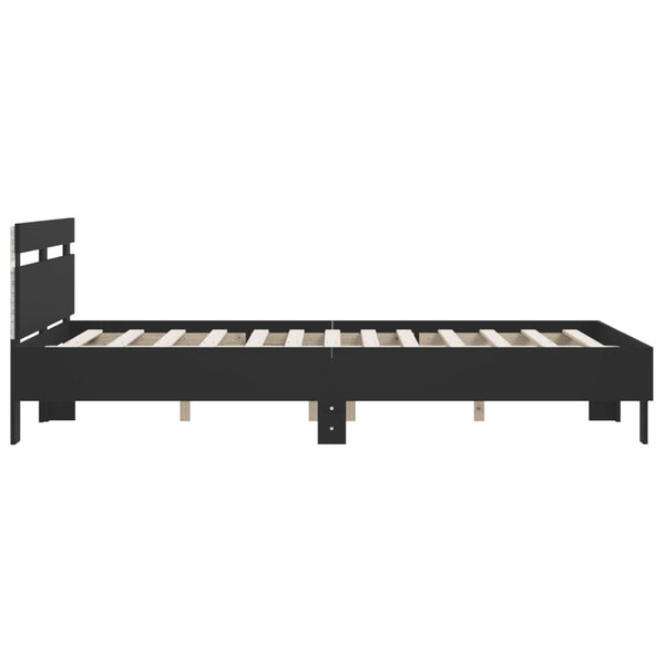 Schwarzes Bettgestell mit Kopfteil und LED-Beleuchtung Aura 140x200cm
