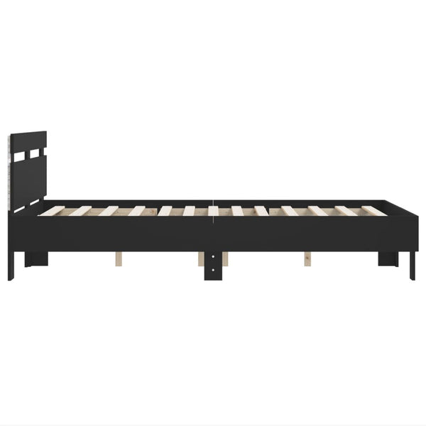 Schwarzes Bettgestell mit Kopfteil und LED-Beleuchtung Aura 135x190cm