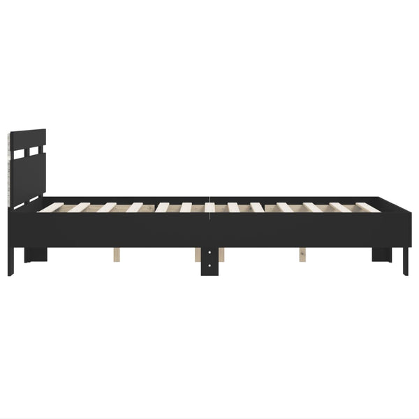 Schwarzes Bettgestell mit Kopfteil und LED-Beleuchtung Aura 120x190cm