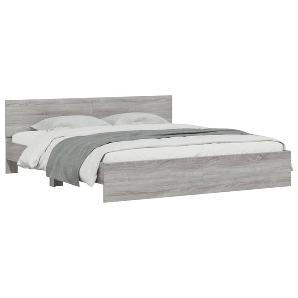 Graues Bettgestell mit Kopfteil und LED-Beleuchtung Galasel 200x200cm
