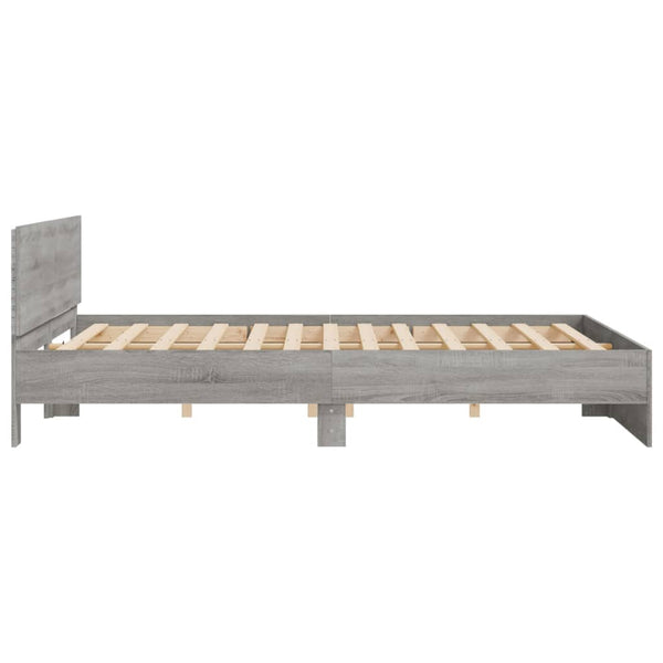 Graues Bettgestell mit Kopfteil und LED-Beleuchtung Galasel 200x200cm