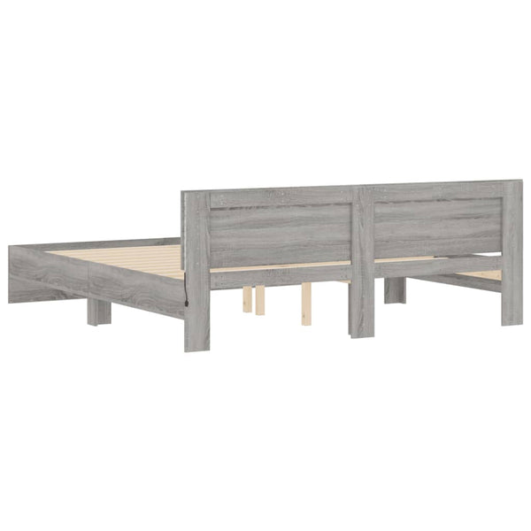 Graues Bettgestell mit Kopfteil und LED-Beleuchtung Galasel 200x200cm