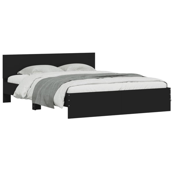 Schwarzes Bettgestell mit Kopfteil und LED-Beleuchtung Galasel 150x200cm