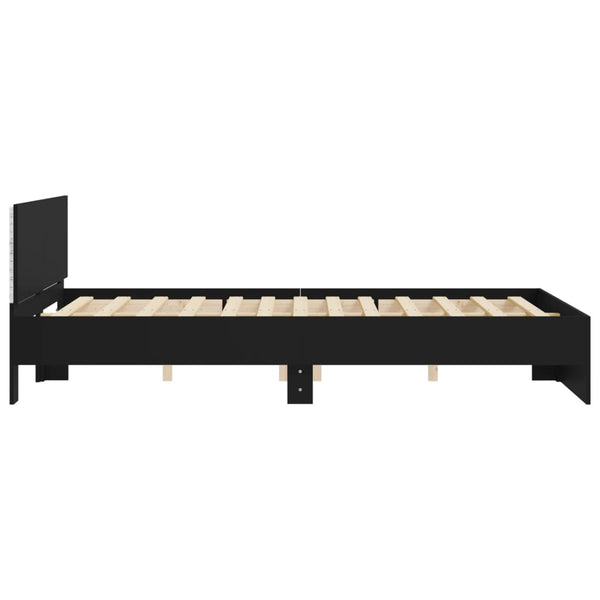 Schwarzes Bettgestell mit Kopfteil und LED-Beleuchtung Galasel 150x200cm