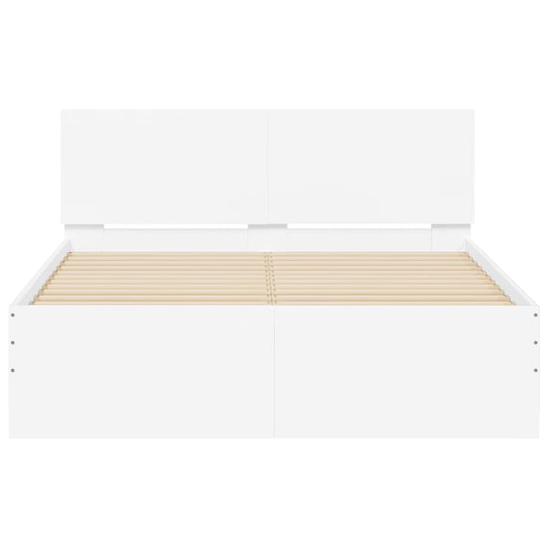 Weißes Bettgestell mit Kopfteil und LED-Beleuchtung Galasel 140x190cm