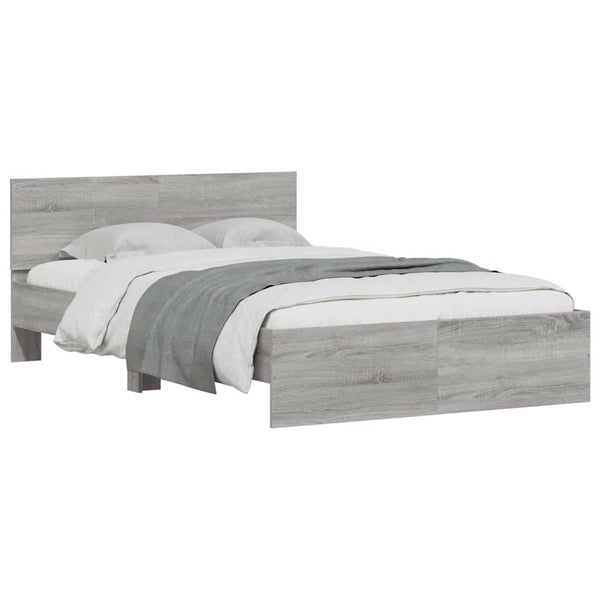 Graues Bettgestell mit Kopfteil und LED-Beleuchtung Galasel 140x190cm (Sonoma)
