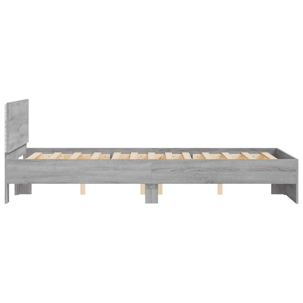 Graues Bettgestell mit Kopfteil und LED-Beleuchtung Galasel 140x190cm (Sonoma)