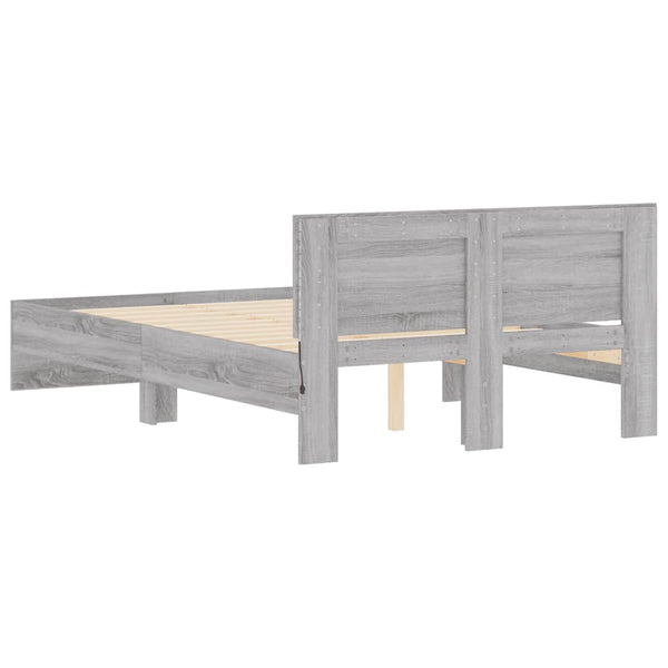 Graues Bettgestell mit Kopfteil und LED-Beleuchtung Galasel 140x190cm (Sonoma)