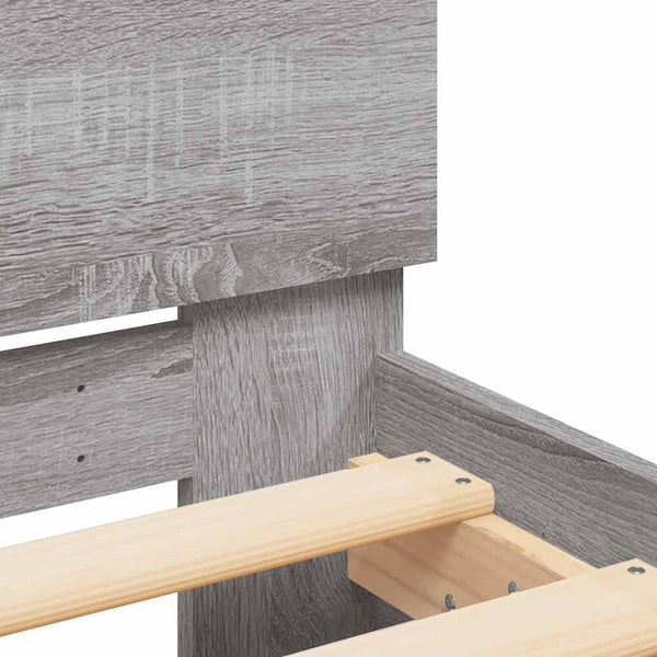 Graues Bettgestell mit Kopfteil und LED-Beleuchtung Galasel 140x190cm (Sonoma)