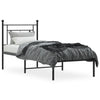 Schwarzes Metall-Bettgestell mit Kopfteil Hartia 75x190cm
