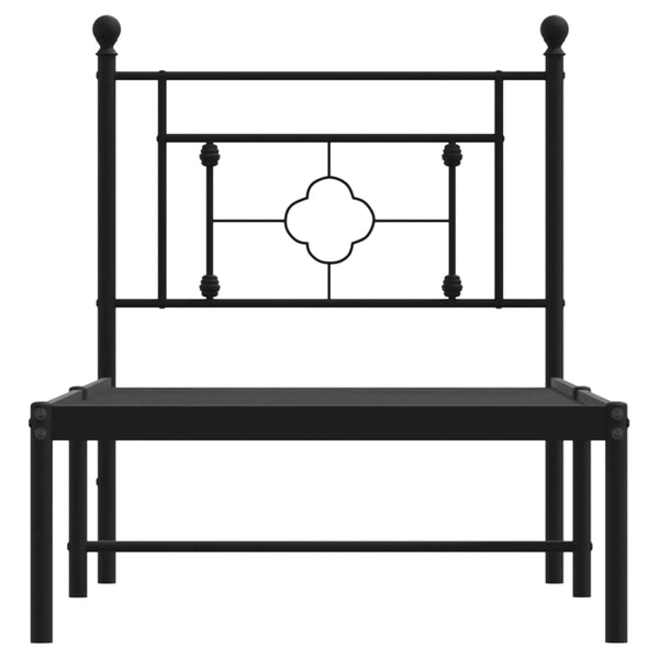 Schwarzes Metall-Bettgestell mit Kopfteil Hartia 75x190cm