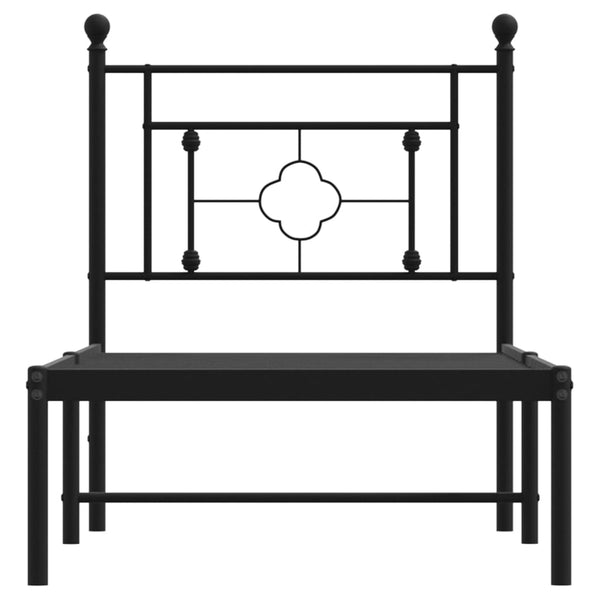 Schwarzes Metallbettgestell mit Kopfteil Hartia 80x200cm