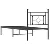 Schwarzes Metallbettgestell mit Kopfteil Hartia 80x200cm