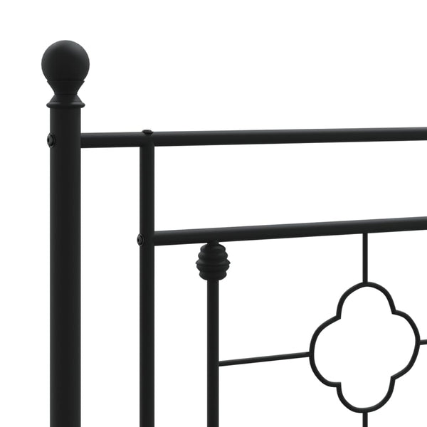 Schwarzes Metallbettgestell mit Kopfteil Hartia 80x200cm