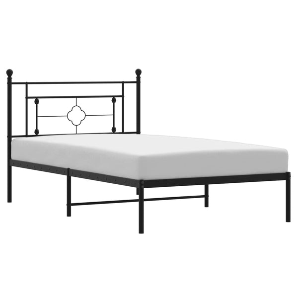 Bettgestell aus schwarzem Metall mit Kopfteil Hartia 107x203cm