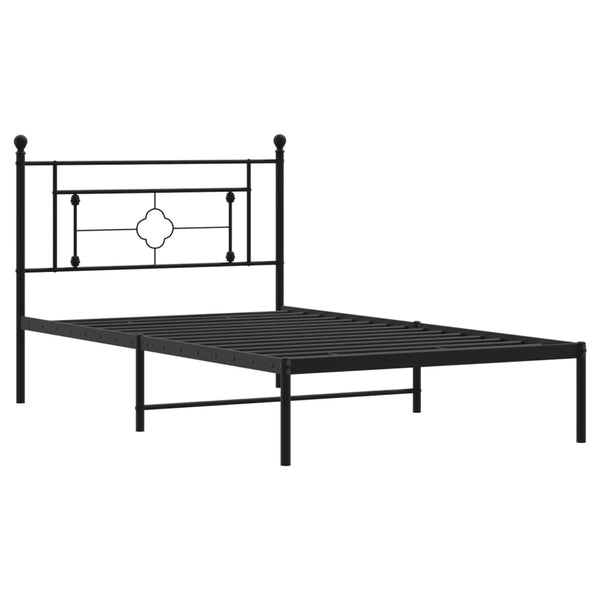 Bettgestell aus schwarzem Metall mit Kopfteil Hartia 107x203cm