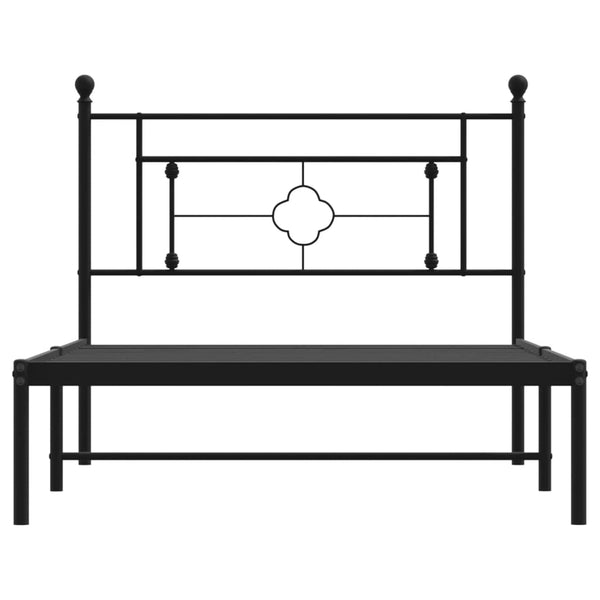 Bettgestell aus schwarzem Metall mit Kopfteil Hartia 107x203cm