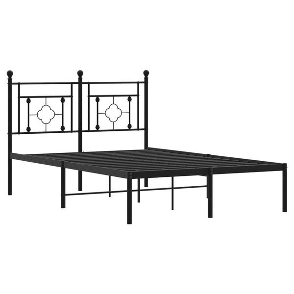 Schwarzes Metallbettgestell mit Kopfteil Hartia 120x200cm
