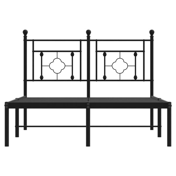 Schwarzes Metallbettgestell mit Kopfteil Hartia 120x200cm