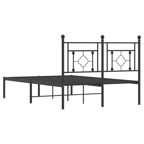 Schwarzes Metallbettgestell mit Kopfteil Hartia 120x200cm