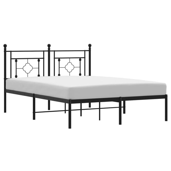 Schwarzes Metallbettgestell mit Kopfteil Hartia 140x200cm