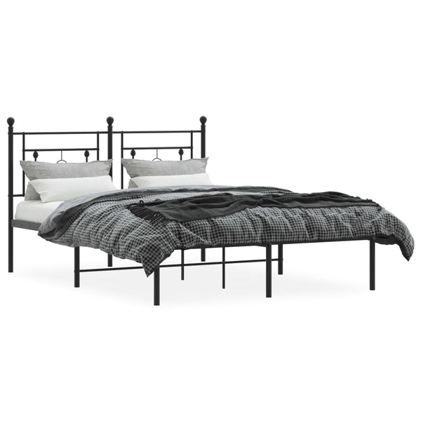 Schwarzes Metallbettgestell mit Kopfteil Hartia 140x200cm