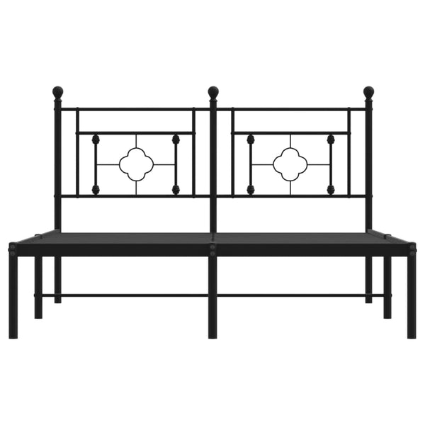 Schwarzes Metallbettgestell mit Kopfteil Hartia 140x200cm