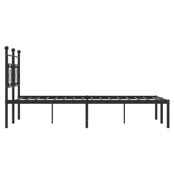 Schwarzes Metallbettgestell mit Kopfteil Hartia 140x200cm