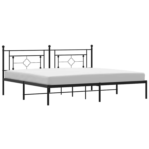 Schwarzes Metallbettgestell mit Kopfteil Hartia 193x203cm
