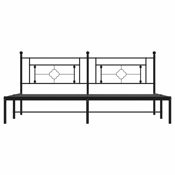 Schwarzes Metallbettgestell mit Kopfteil Hartia 193x203cm
