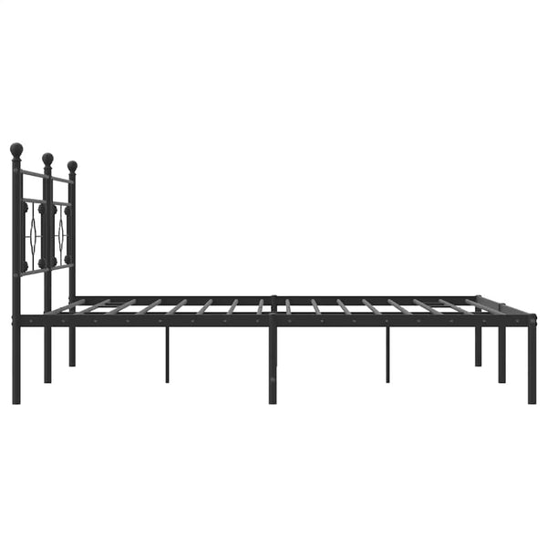 Schwarzes Metallbettgestell mit Kopfteil Hartia 193x203cm