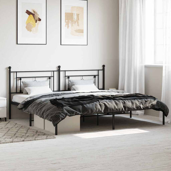 Schwarzes Metallbettgestell mit Kopfteil Hartia 193x203cm