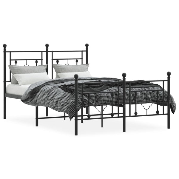 Schwarzes Metallbettgestell mit Kopfteil Hartia 120x190cm