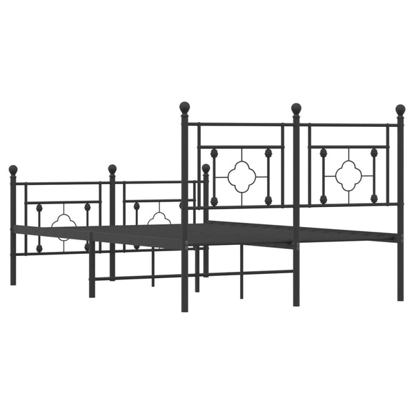 Schwarzes Metallbettgestell mit Kopfteil Hartia 120x190cm