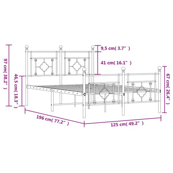 Schwarzes Metallbettgestell mit Kopfteil Hartia 120x190cm