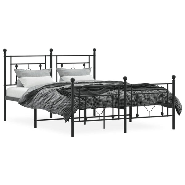 Schwarzer Metall-Bettrahmen mit Kopfteil Hartia 140x190cm