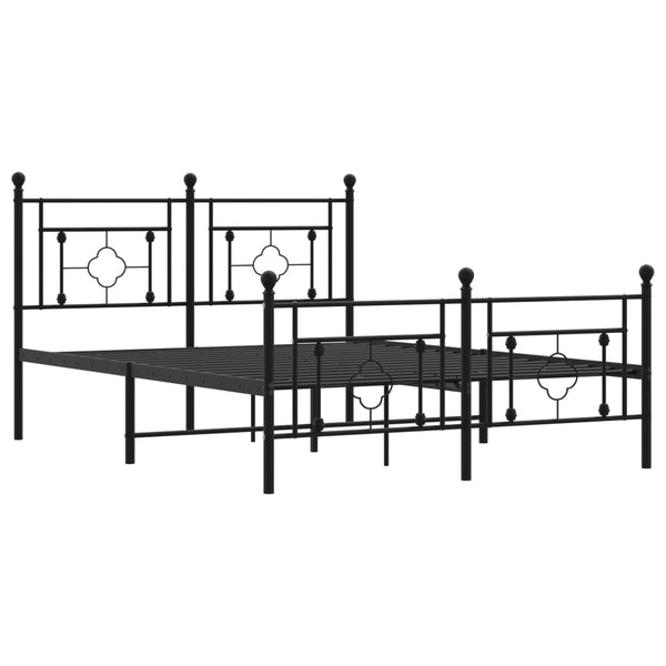 Schwarzer Metall-Bettrahmen mit Kopfteil Hartia 140x190cm