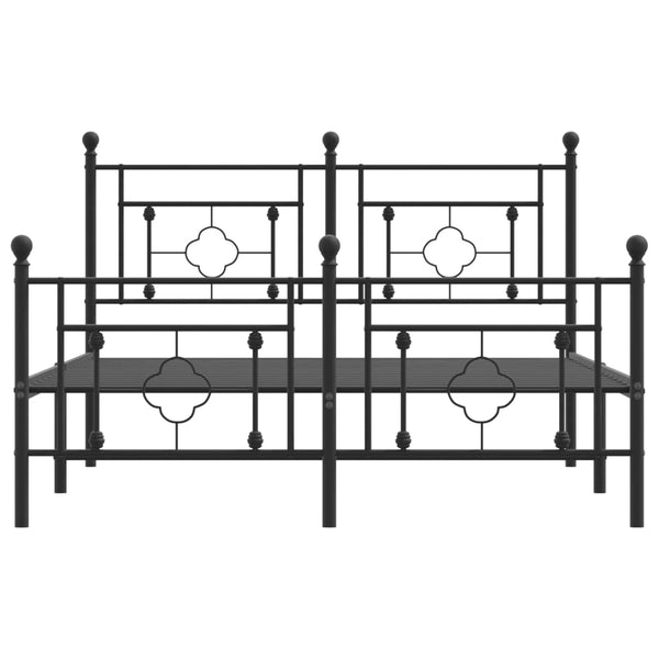 Schwarzer Metall-Bettrahmen mit Kopfteil Hartia 140x190cm