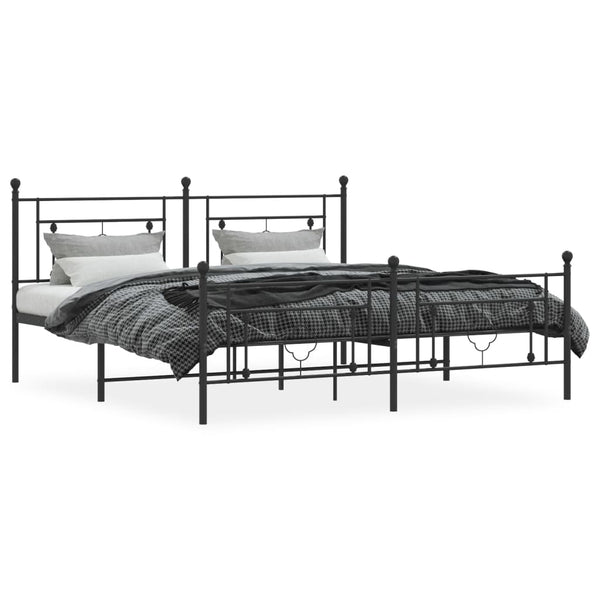 Schwarzes Metallbettgestell mit Kopfteil Hartia 180x200cm