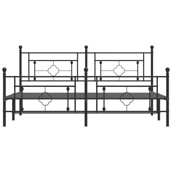 Schwarzes Metallbettgestell mit Kopfteil Hartia 180x200cm