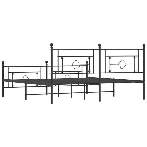 Schwarzes Metallbettgestell mit Kopfteil Hartia 180x200cm