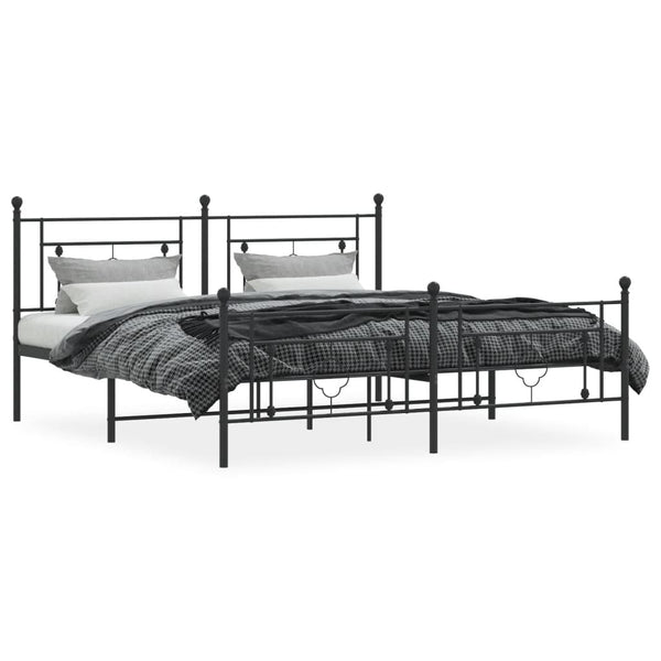 Schwarzes Metallbettgestell mit Kopfteil Hartia 183x213cm