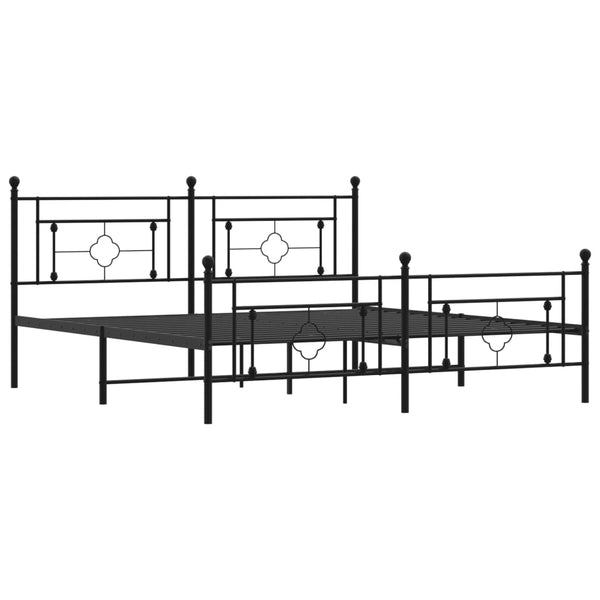Schwarzes Metallbettgestell mit Kopfteil Hartia 183x213cm