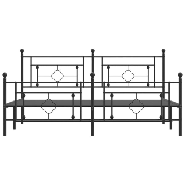 Schwarzes Metallbettgestell mit Kopfteil Hartia 183x213cm