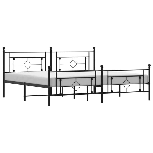 Schwarzes Metallbettgestell mit Kopfteilen Hartia 200x200cm