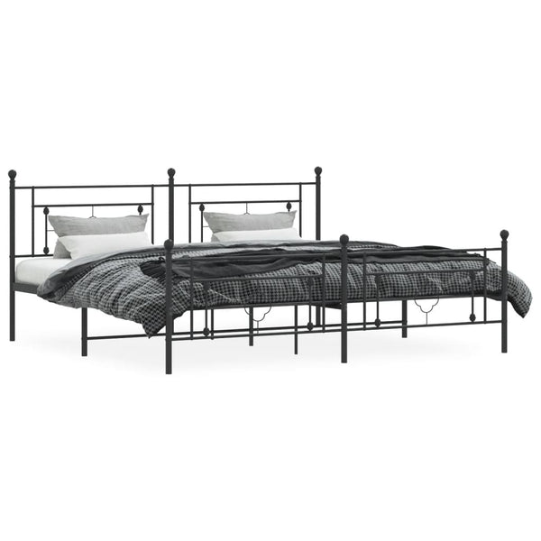 Schwarzes Metallbettgestell mit Kopfteilen Hartia 200x200cm