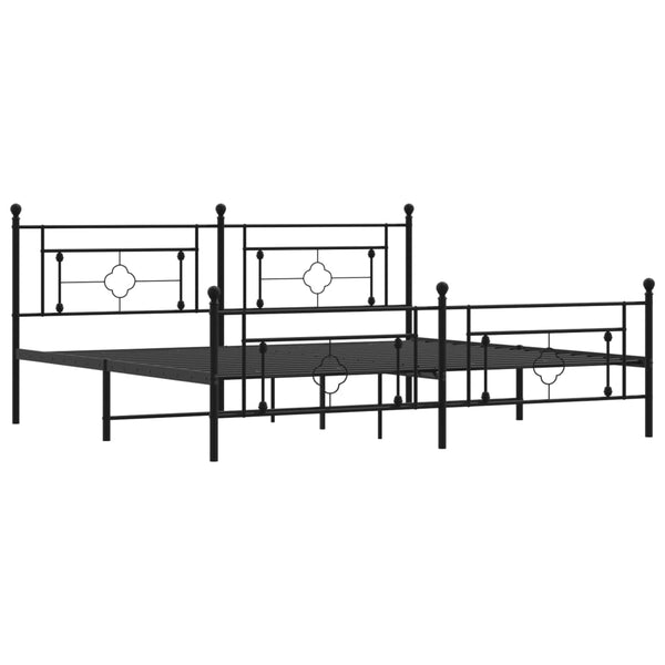 Schwarzes Metallbettgestell mit Kopfteilen Hartia 200x200cm