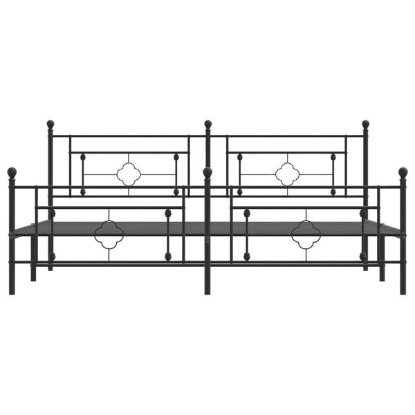 Schwarzes Metallbettgestell mit Kopfteilen Hartia 200x200cm