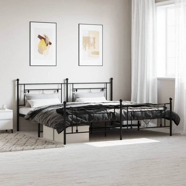 Schwarzes Metallbettgestell mit Kopfteilen Hartia 200x200cm